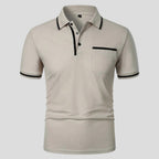 Aaron | Men's Short-Sleeve Polo with Chest Pocket, Classic Polo Shirt | Direct Attire | Lichtgrijs