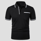 Aaron | Men's Short-Sleeve Polo with Chest Pocket, Classic Polo Shirt | Direct Attire | Zwart