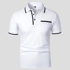 Aaron | Men's Short-Sleeve Polo with Chest Pocket, Classic Polo Shirt | Direct Attire | Wit