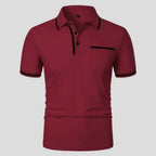 Aaron | Men's Short-Sleeve Polo with Chest Pocket, Classic Polo Shirt | Direct Attire | Bordeauxrood
