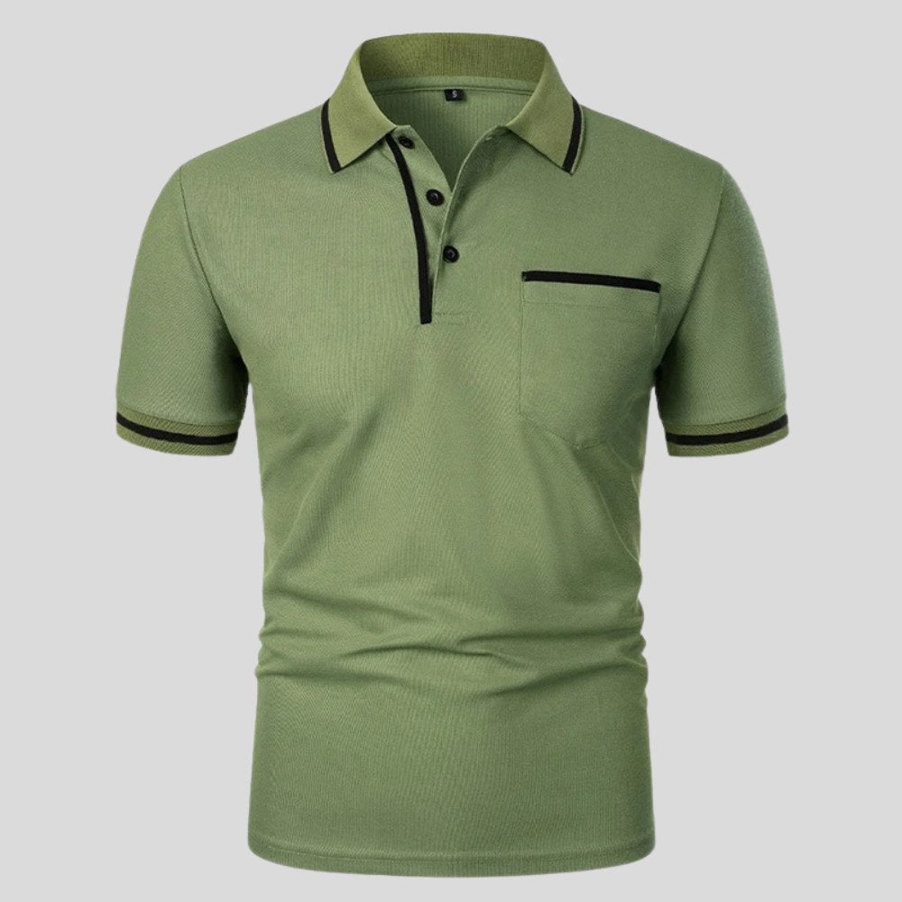 Aaron | Men's Short-Sleeve Polo with Chest Pocket, Classic Polo Shirt | Direct Attire | Groen
