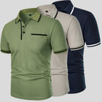Aaron | Men's Short-Sleeve Polo with Chest Pocket, Classic Polo Shirt | Direct Attire