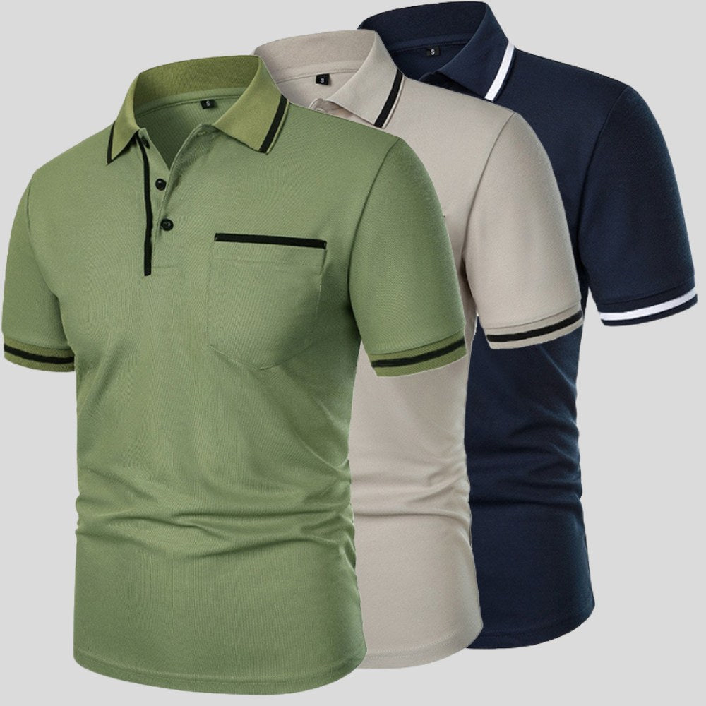 Aaron | Men's Short-Sleeve Polo with Chest Pocket, Classic Polo Shirt | Direct Attire