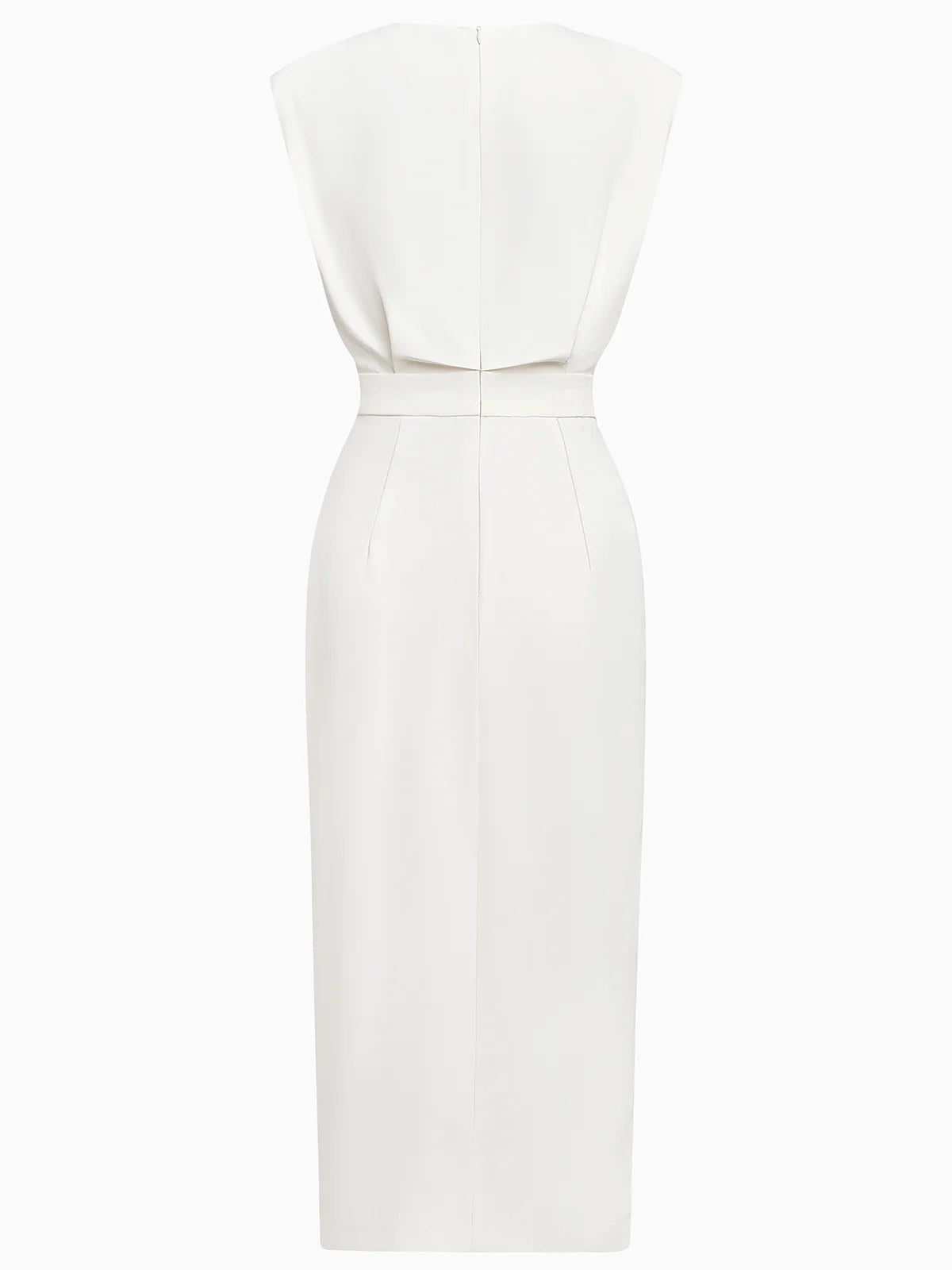 Abbey | Women's Button Front Sleeveless Midi Dress, Round Neckline Midi Dress | Direct Attire