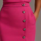 Abbey | Women's Button Front Sleeveless Midi Dress, Round Neckline Midi Dress | Direct Attire