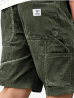 Aidan | Men's Corduroy Cargo Shorts, Straight-Cut Relaxed Shorts | Direct Attire | Army Green