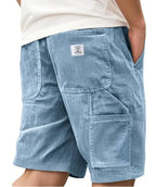 Aidan | Men's Corduroy Cargo Shorts, Straight-Cut Relaxed Shorts | Direct Attire | White