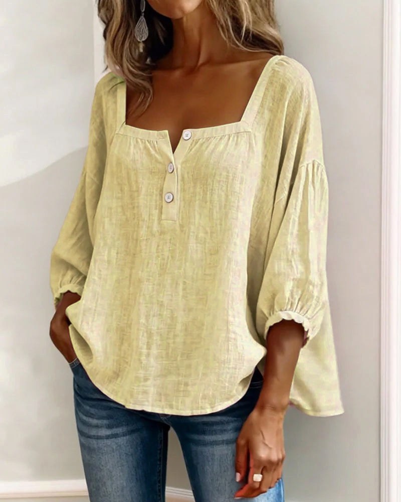 Aimee | Women's Square Neck Blouse, Relaxed Everyday Top | Direct Attire