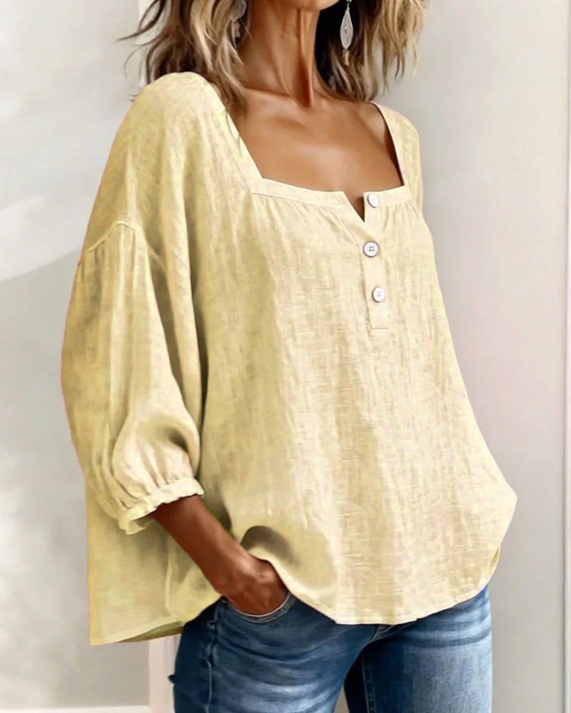 Aimee | Women's Square Neck Blouse, Relaxed Everyday Top | Direct Attire