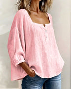 Aimee | Women's Square Neck Blouse, Relaxed Everyday Top | Direct Attire | White