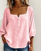 Aimee | Women's Square Neck Blouse, Relaxed Everyday Top | Direct Attire | Blue