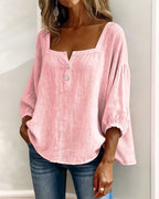 Aimee | Women's Square Neck Blouse, Relaxed Everyday Top | Direct Attire | Yellow