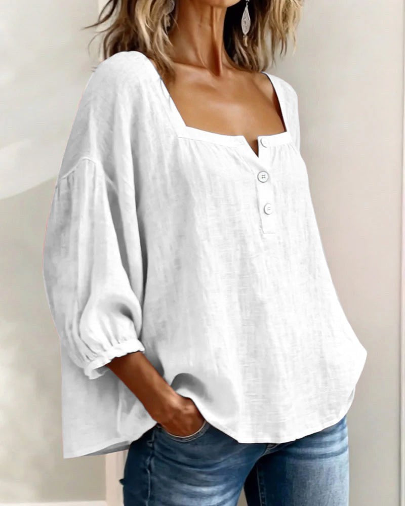 Aimee | Women's Square Neck Blouse, Relaxed Everyday Top | Direct Attire