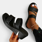 Ainsley | Women's Padded Platform Sandals, Woven Strap Slip-On Sandals | Direct Attire