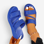 Ainsley | Women's Padded Platform Sandals, Woven Strap Slip-On Sandals