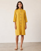 Alyssa | Women's Lightweight Midi Dress with Collar and Button Front, Three-Quarter Sleeve Dress | Direct Attire