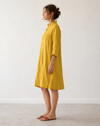 Alyssa | Women's Lightweight Midi Dress with Collar and Button Front, Three-Quarter Sleeve Dress | Direct Attire