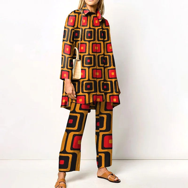 Alyssa | Women's Vintage Two-Piece Set, Coordinated Blouse and Trousers | Direct Attire