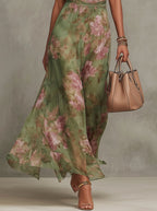 Amelia | Women's Halter Maxi Dress with Floral Print, Chiffon Special Occasion Dress | Direct Attire