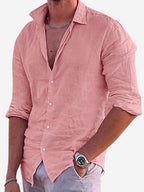 Angus | Men's Cotton Linen Shirt, Button-Down Collar Shirt | Direct Attire | Pink