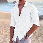 Angus | Men's Cotton Linen Shirt, Button-Down Collar Shirt | Direct Attire | Blue