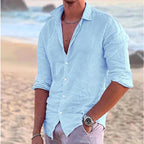 Angus | Men's Cotton Linen Shirt, Button-Down Collar Shirt | Direct Attire | Grey
