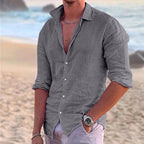 Angus | Men's Cotton Linen Shirt, Button-Down Collar Shirt | Direct Attire | Black
