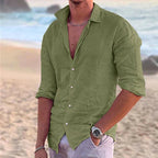 Angus | Men's Cotton Linen Shirt, Button-Down Collar Shirt | Direct Attire | Khaki