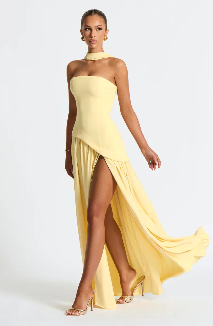 Anika | Women's Lace Corset Maxi Dress, Flowing Chiffon Evening Dress | Direct Attire