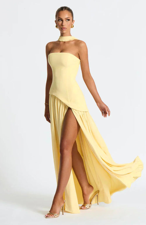Anika | Women's Lace Corset Maxi Dress, Flowing Chiffon Evening Dress | Direct Attire