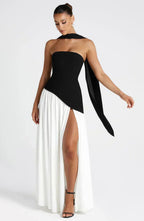 Anika | Women's Lace Corset Maxi Dress, Flowing Chiffon Evening Dress | Direct Attire