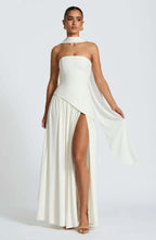 Anika | Women's Lace Corset Maxi Dress, Flowing Chiffon Evening Dress | Direct Attire