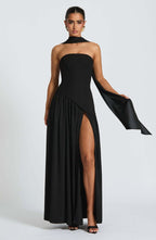 Anika | Women's Lace Corset Maxi Dress, Flowing Chiffon Evening Dress | Direct Attire