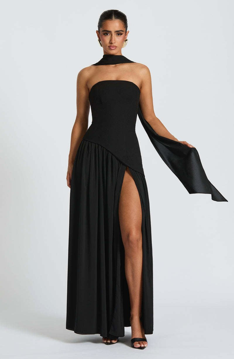 Anika | Women's Lace Corset Maxi Dress, Flowing Chiffon Evening Dress | Direct Attire