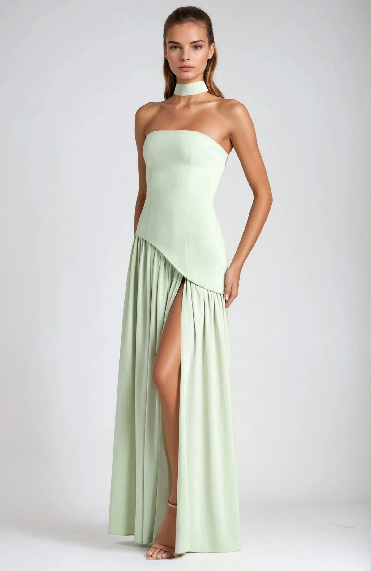 Anika | Women's Lace Corset Maxi Dress, Flowing Chiffon Evening Dress | Direct Attire