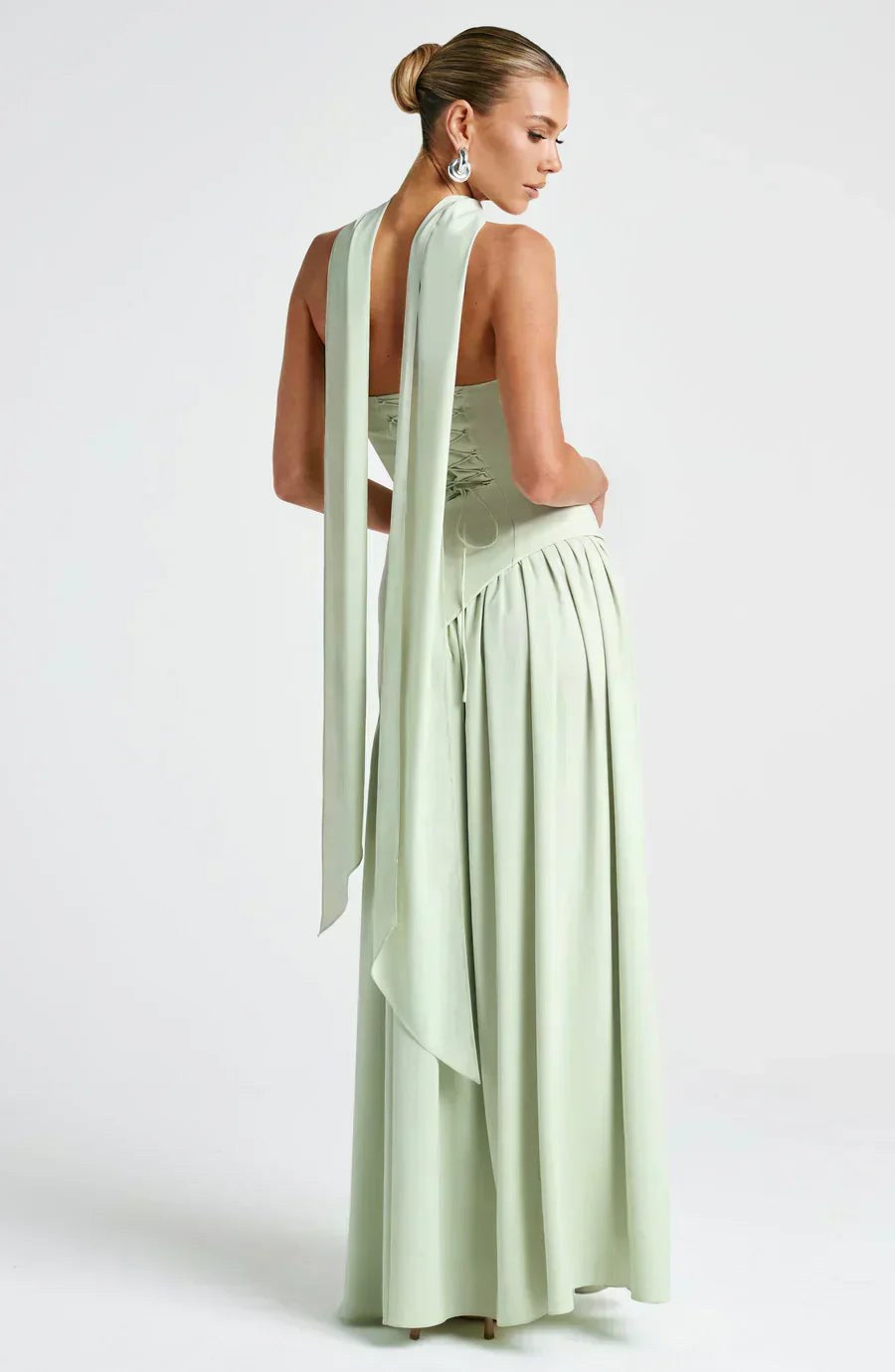 Anika | Women's Lace Corset Maxi Dress, Flowing Chiffon Evening Dress | Direct Attire