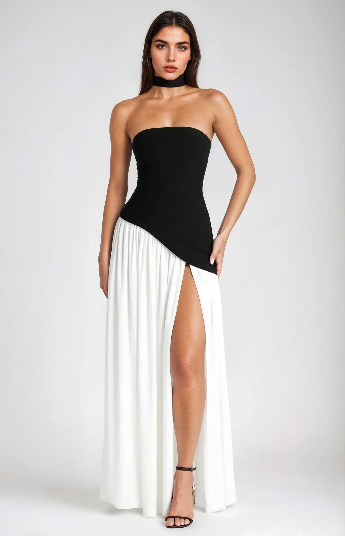 Anika | Women's Lace Corset Maxi Dress, Flowing Chiffon Evening Dress | Direct Attire