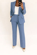 Ari | Women's Wide-Leg Structured Blazer Suit, Two-Piece Trouser Suit | Direct Attire | Blue