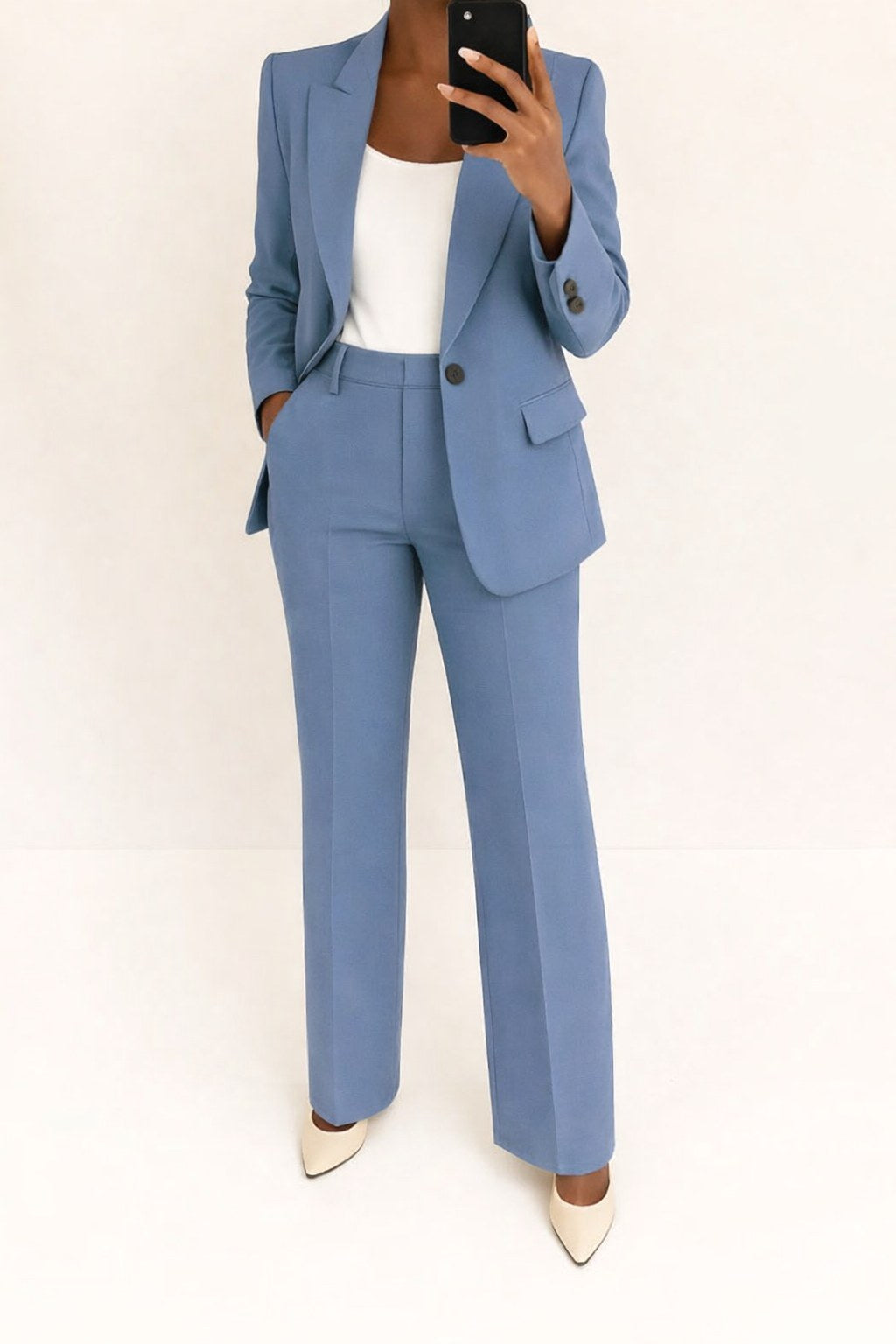Ari | Women's Wide-Leg Structured Blazer Suit, Two-Piece Trouser Suit | Direct Attire | Blue