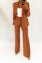 Ari | Women's Wide-Leg Structured Blazer Suit, Two-Piece Trouser Suit | Direct Attire | Brown