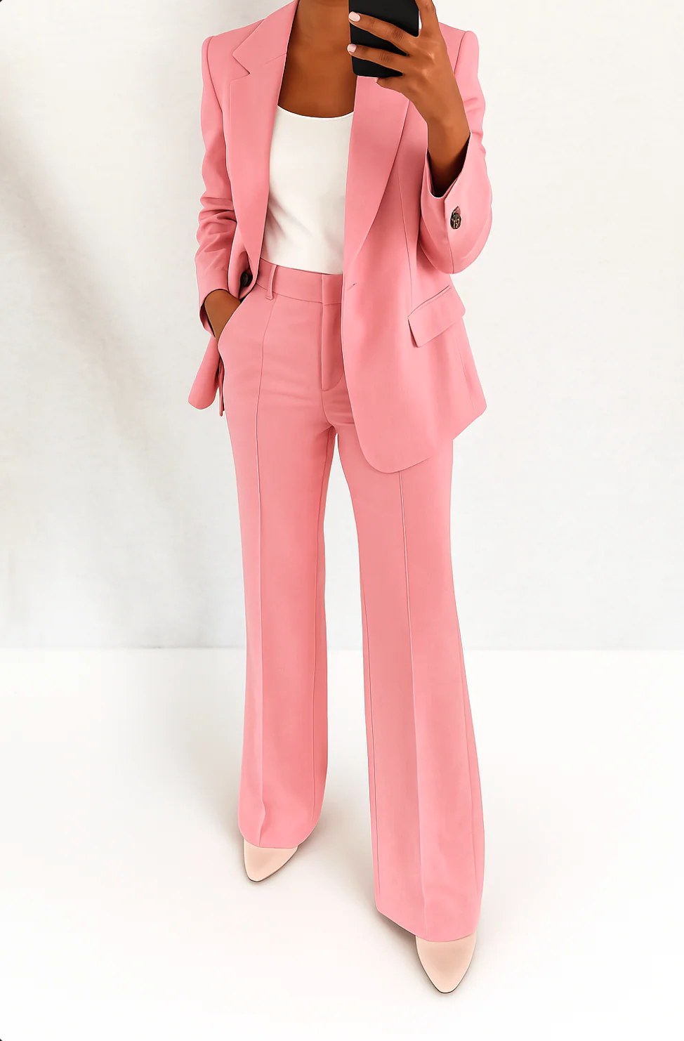 Ari | Women's Wide-Leg Structured Blazer Suit, Two-Piece Trouser Suit | Direct Attire | Pink