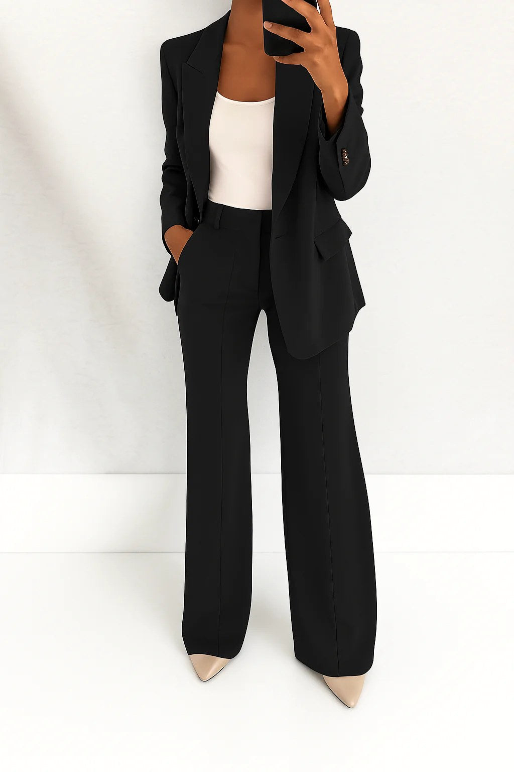 Ari | Women's Wide-Leg Structured Blazer Suit, Two-Piece Trouser Suit | Direct Attire | Black