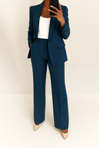 Ari | Women's Wide-Leg Structured Blazer Suit, Two-Piece Trouser Suit | Direct Attire | Navy Blue