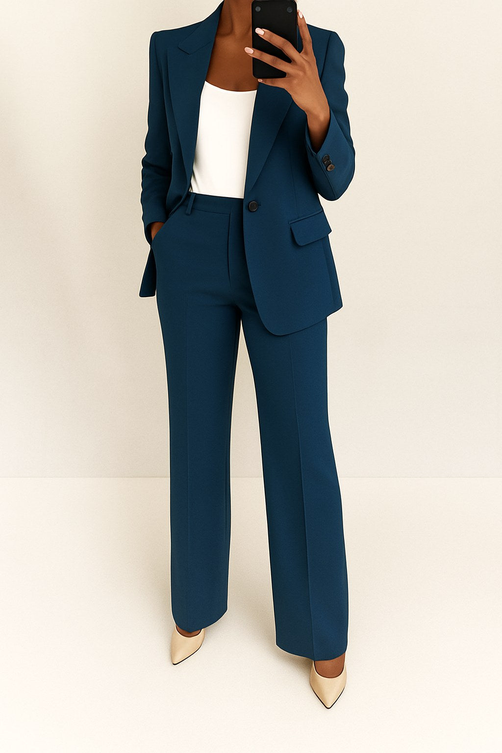 Ari | Women's Wide-Leg Structured Blazer Suit, Two-Piece Trouser Suit | Direct Attire | Navy Blue