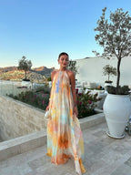 Aubree | Women's Watercolor Floral Halter Maxi Dress, Lightweight Summer Dress for Holidays and Resort Wear, Lightweight Summer Dress for Holidays and Resort Wear - image 2