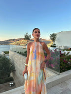 Aubree | Women's Watercolor Floral Halter Maxi Dress, Lightweight Summer Dress for Holidays and Resort Wear, Lightweight Summer Dress for Holidays and Resort Wear - image 4