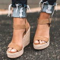 Aubrey | Women's Orthopedic Suede Espadrille Wedge Sandals, Supportive Summer Footwear for Walking and Everyday Wear, Supportive Summer Footwear for Walking and Everyday Wear - Brown