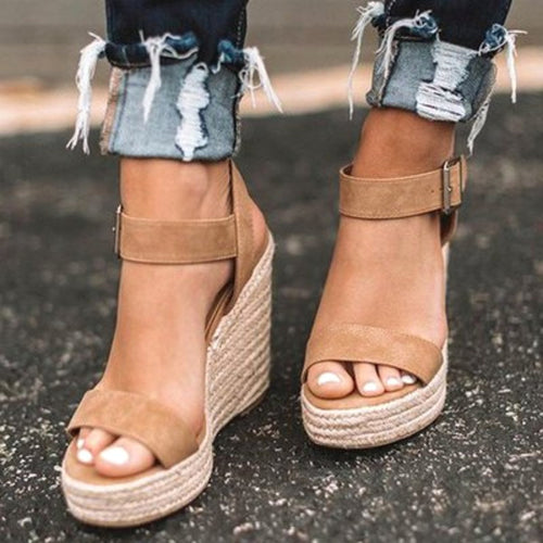 Aubrey | Women's Orthopedic Suede Espadrille Wedge Sandals, Supportive Summer Footwear for Walking and Everyday Wear, Supportive Summer Footwear for Walking and Everyday Wear - Brown