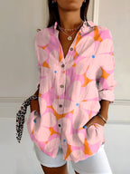 Aubrey | Women's Printed Fluid Shirt, Relaxed Fit Blouse | Direct Attire