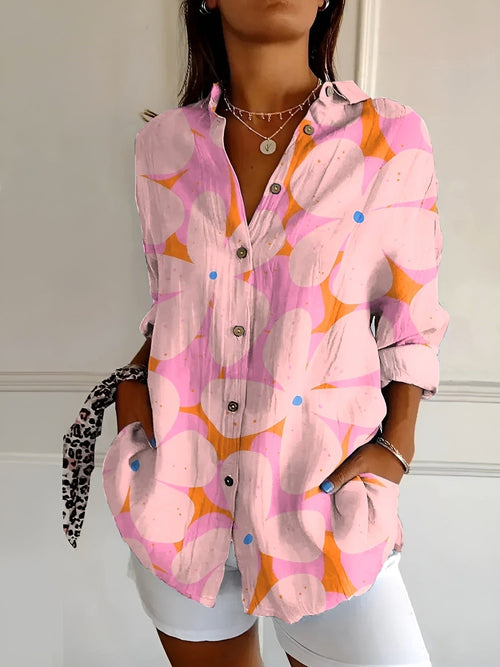 Aubrey | Women's Printed Fluid Shirt, Relaxed Fit Blouse | Direct Attire